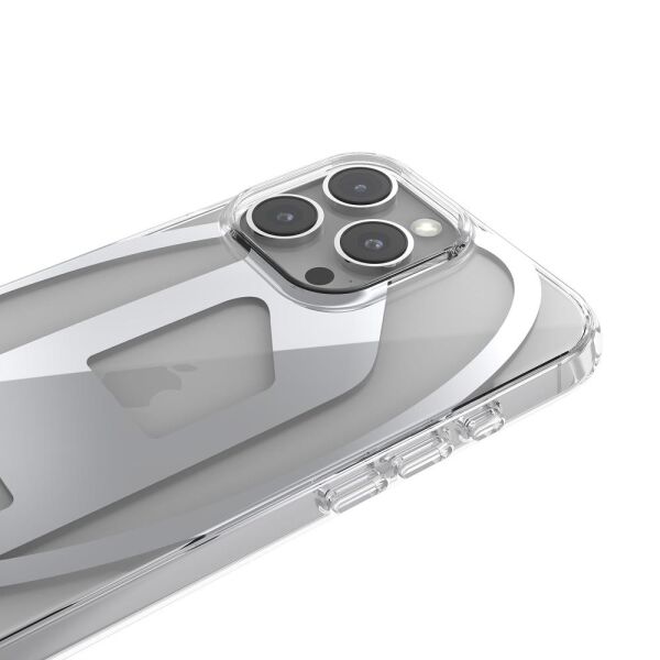 Diesel iPhone 16 Pro Max Uyumlu Oval D Mirror Şeffaf Kılıf - Şeffaf/Gümüş