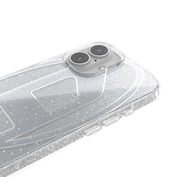 Diesel iPhone 16 Uyumlu Oval D Simli Kılıf - Gümüş