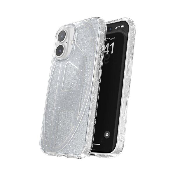 Diesel iPhone 16 Uyumlu Oval D Simli Kılıf - Gümüş