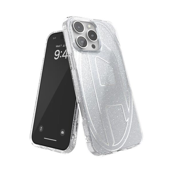 Diesel iPhone 16 Pro Max Uyumlu Oval D Simli Kılıf - Gümüş