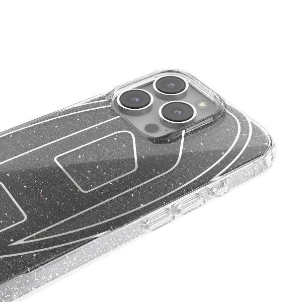 Diesel iPhone 16 Pro Uyumlu Oval D Simli Kılıf - Siyah