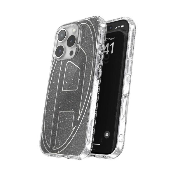 Diesel iPhone 16 Pro Uyumlu Oval D Simli Kılıf - Siyah