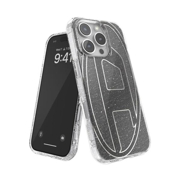 Diesel iPhone 16 Pro Uyumlu Oval D Simli Kılıf - Siyah