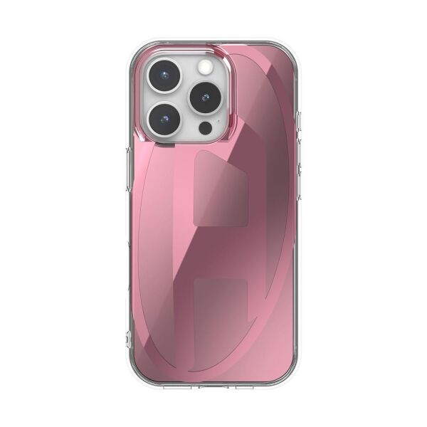Diesel iPhone 16 Pro Uyumlu Oval D Aynalı (Mirror) Kılıf - Pembe