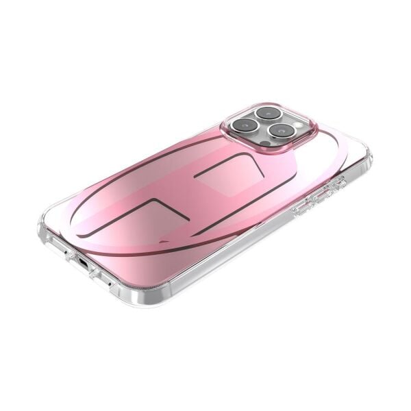 Diesel iPhone 16 Pro Max Uyumlu Oval D Aynalı (Mirror) Kılıf - Pembe