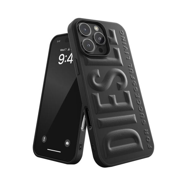 Diesel iPhone 16 Pro Max Uyumlu 3D Biscotto Kılıf - Siyah
