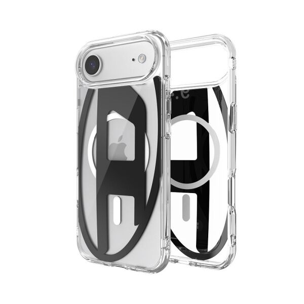 Diesel iPhone 17 Air Uyumlu Magsafe Destekli Oval D Metalik Kılıf - Siyah