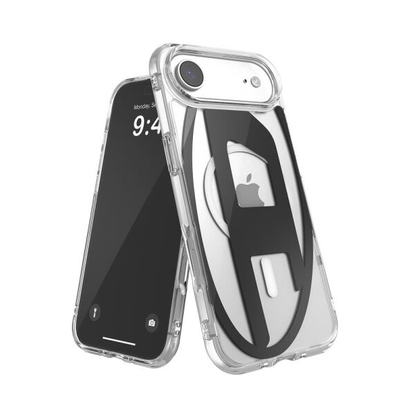 Diesel iPhone 17 Air Uyumlu Magsafe Destekli Oval D Metalik Kılıf - Siyah