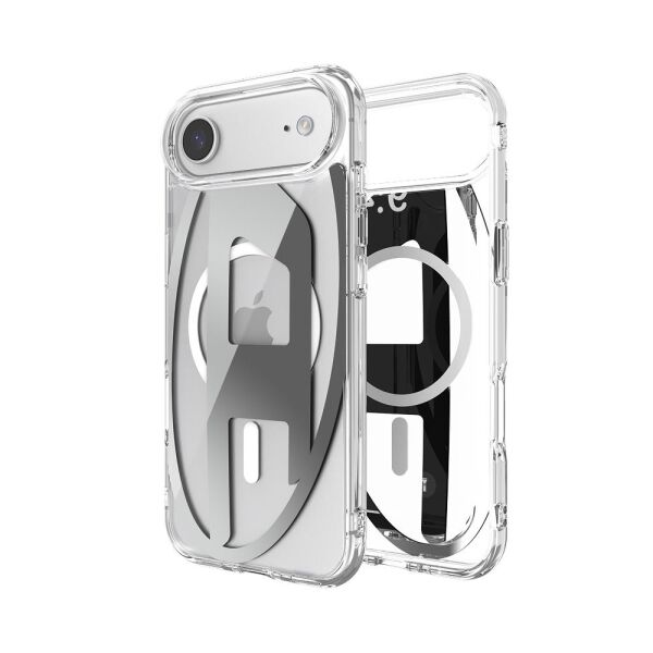 Diesel iPhone 17 Air Uyumlu Magsafe Destekli Oval D Metalik Kılıf - Gümüş