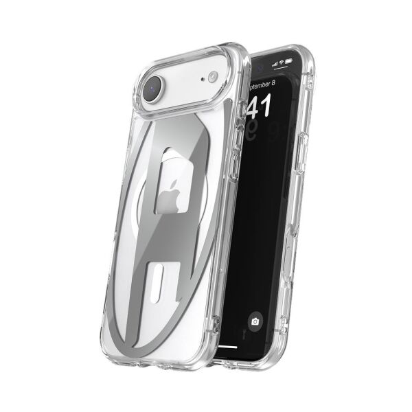 Diesel iPhone 17 Air Uyumlu Magsafe Destekli Oval D Metalik Kılıf - Gümüş