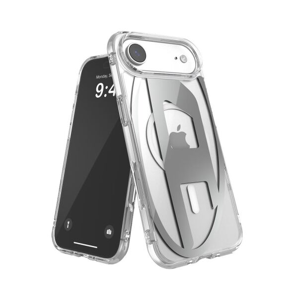 Diesel iPhone 17 Air Uyumlu Magsafe Destekli Oval D Metalik Kılıf - Gümüş