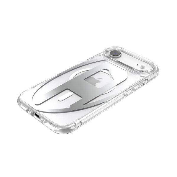 Diesel iPhone 17 Air Uyumlu Magsafe Destekli Oval D Metalik Kılıf - Gümüş