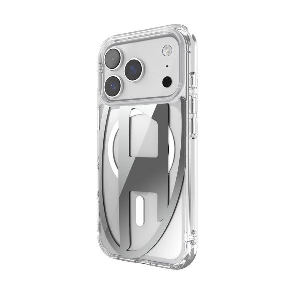 Diesel iPhone 17 Pro Uyumlu Magsafe Destekli Oval D Metalik Kılıf - Gümüş