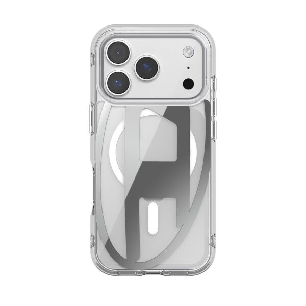 Diesel iPhone 17 Pro Uyumlu Magsafe Destekli Oval D Metalik Kılıf - Gümüş