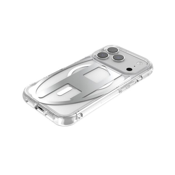 Diesel iPhone 17 Pro Uyumlu Magsafe Destekli Oval D Metalik Kılıf - Gümüş