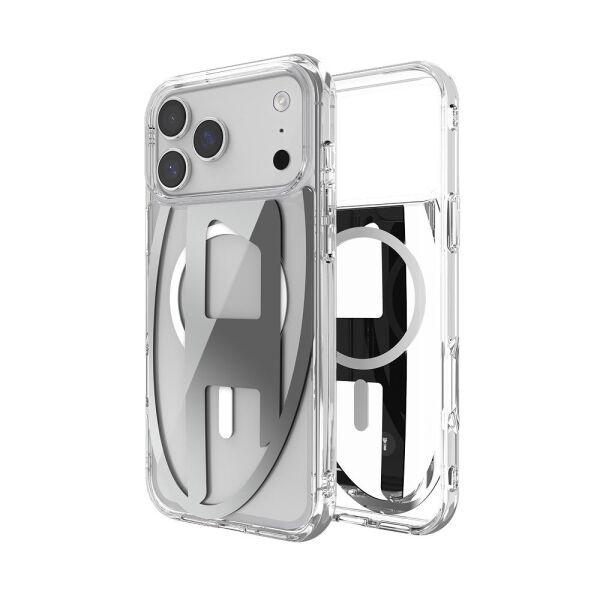 Diesel iPhone 17 Pro Uyumlu Max Magsafe Destekli Oval D Metalik Kılıf - Gümüş